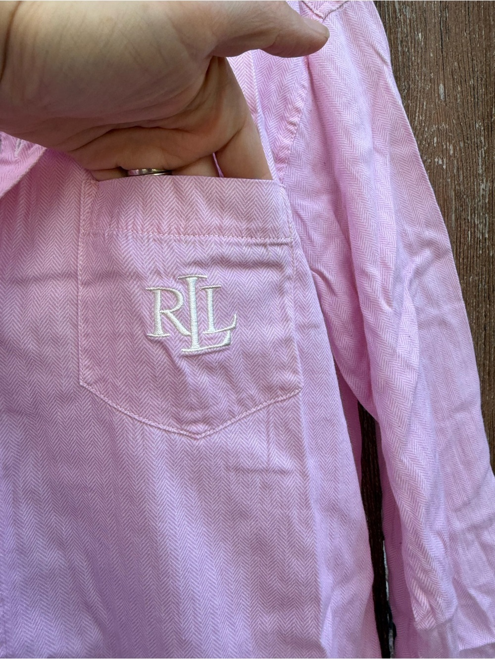 LRL Women’s Pink Chevron Sleep Shirt Dress Button Down Long Sleeve Small - Picture 3 of 10